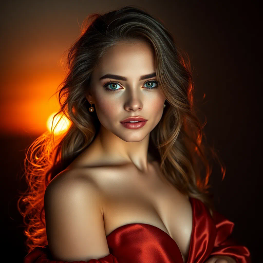 vibrant youth, alluring curves, radiant beauty, opulence, ethereal glow, contemporary allure, delicate elegance, Renaissance influence, chiaroscuro contrast, warm sunset hues, feminine grace, luxurious silk texture, enchanting gaze, sensuality, bold composition, modern aesthetic, beauty idealism, dynamic poses, Baroque opulence, mystical charm, captivating presence, intimate portrait, high detail, artistic celebration, confident expression, sensual movement, Leonardo da Vinci aesthetics, Caravaggio lighting, Rococo elegance, surreal glow, ethereal textures, modern elegance, intricate patterns, seductive charisma, timeless grace, glowing skin tones, striking contrasts, fluid motion