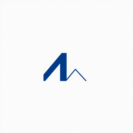 bold M logo mark, solid geometric letter, structured layers, subtle thin horizontal connector lines, indigo on white, modern minimal SaaS branding, flat vector, modernist simplicity, Bauhaus influence, clean design, minimalist aesthetics, structured composition, primary color palette, geometric precision, visual balance, negative space utilization, corporate identity, digital branding, contemporary design language, clarity in form
