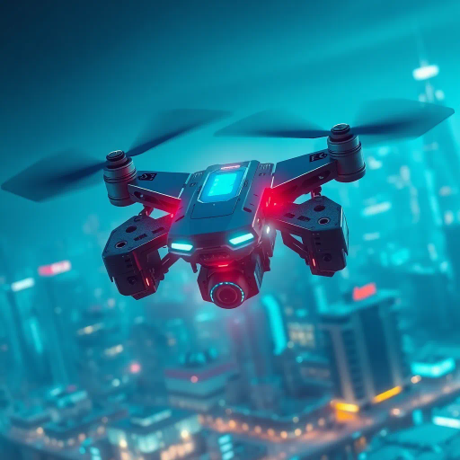 futuristic drone, dynamic angles, sleek design, neon lights, cyberpunk aesthetic, intricate circuitry, high-tech machinery, electric blue, neon green, atmospheric glow, detailed textures, technological marvel, advanced robotics, hovering in motion, urban skyline backdrop, digital era influence, ambient lighting, science fiction, speed, agility, engineering brilliance, concept art, visionary design, cutting-edge innovation, cityscape reflections, tech-inspired composition, high-tech innovation, dynamic motion, metallic textures, neon glow, aerial perspective, ultra-modern, precision engineering, cinematic lighting, vibrant color palette, symmetrical composition, futuristic landscape, inspired by Syd Mead, cybernetic influences, aerodynamic structure, digital precision, technological advancement, visionary architecture
