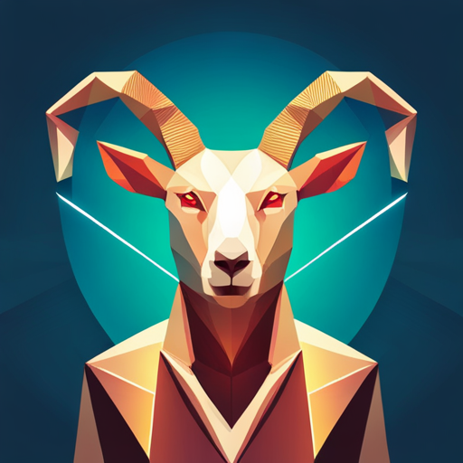 abstract, vector, low-poly, geometry, small, goat, antlers, robot, white background, stark contrast, sharp edges