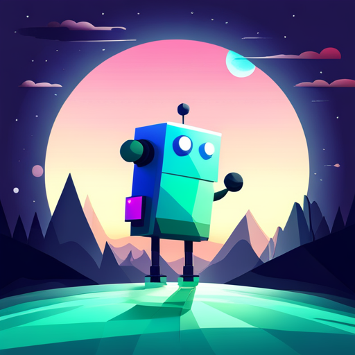 geometric shapes, vector art, minimalism, cute robots, low polygon count, vibrant colors