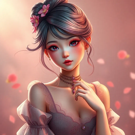 adorable heroine, full figure, photorealistic rendering, hyper-realistic textures, soft lighting, vibrant palette, harmonious composition, ethereal mood, contemporary artistry, fine details, expressive gaze, dynamic pose, whimsical aura, gentle movement, enchanting allure, intricate patterns, subtle tones, contemporary influences, captivating expression, elegant posture, captivating presence, dreamy atmosphere