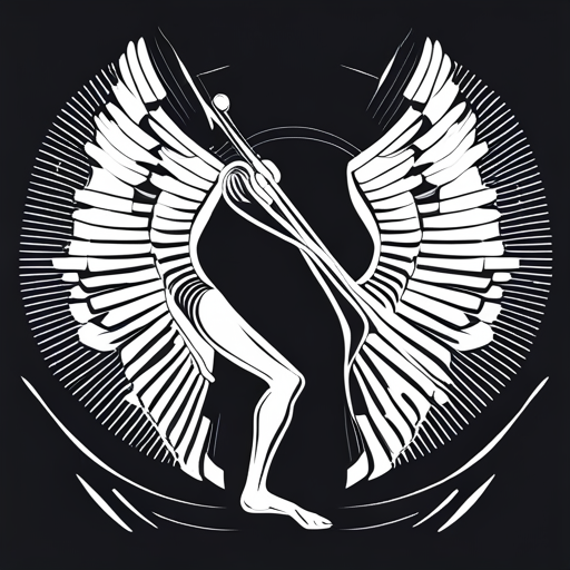 vector, Hermes, Greek mythology, messenger god, winged sandals, caduceus, speed, communication, ancient, mythology, linear, black and white, contrast, simplicity, minimalism, graphic, illustration, geometric shapes, intricate patterns, negative space, modern, dynamic composition, bold lines, abstract, contemporary, high contrast, precision, symbolism