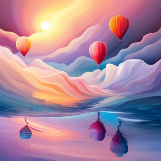 colorful balloons, floating in the sky, vibrant, joyful, celebration, party, whimsical, surreal, dreamlike, fantasy, fantasy-art, soft pastel colors, playful, cheerful, movement, organic shapes, transparent, light, shadows, surrealism, fairytale, imagination, magical-realism, soft-lighting, wonder, ethereal, childhood, joy, happiness