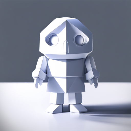 tiny, cute, robot, low-poly, front-facing view, rubber material, white background