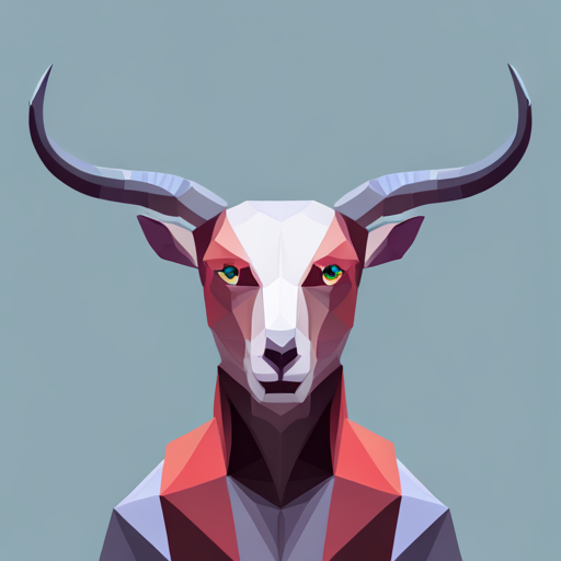 abstract, vector, low-poly, small, goat, antlers, robot