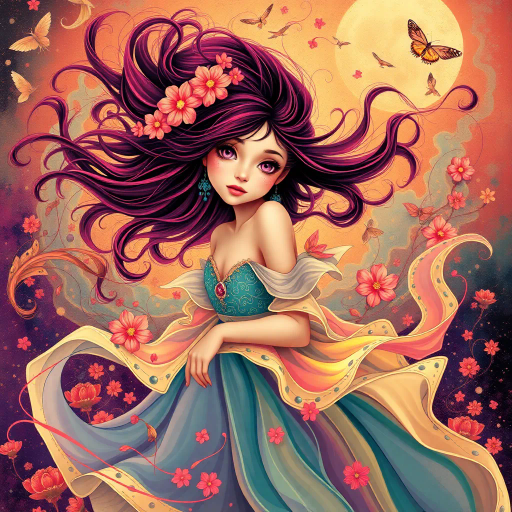 vibrant, youthful energy, ethereal beauty, dynamic composition, warm sunlight, contemporary art, bold contrasts, smooth textures, playful atmosphere, expressive forms, confident pose, colorful palette, innovative perspective, fluid motion, spirited essence, cultural diversity, striking presence, modern fashion influences, timeless elegance, radiant aura