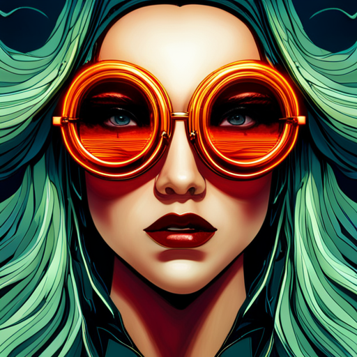 futuristic, sunglasses, Burning Man, cyberpunk, neon lights, retrofuturistic, post-apocalyptic, dystopian, rave culture, synthetic materials, distortion, reflection, augmented reality, fusion, biomechanical, glitch art, electric,