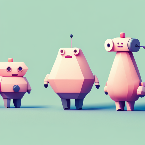 geometric shapes, vectors, polygons, low poly, cute, robot, mechanical, modern, abstract, minimalism, pastel colors