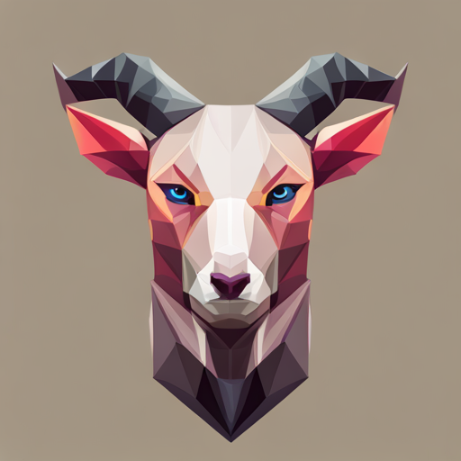 abstract, vector, low-poly, small, goat, antlers, robot