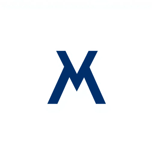 abstract M lettermark, geometric precision, two thick diagonal lines, sharp V convergence, bold solid indigo, minimal modern logo, geometric shapes, Bauhaus influence, dynamic symmetry, clean lines, minimalism, stark contrast, white background, conceptual simplicity, contemporary aesthetics, high-impact clarity