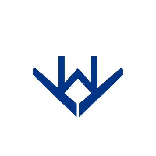 minimal M logo, perspective convergence, depth, hierarchy, solid indigo blue, geometric, modern tech design, flat vector, white background, Bauhaus influences, clean lines, symmetry, contemporary aesthetics, spatial innovation, futurism, precision, abstraction, innovative branding, structural elegance