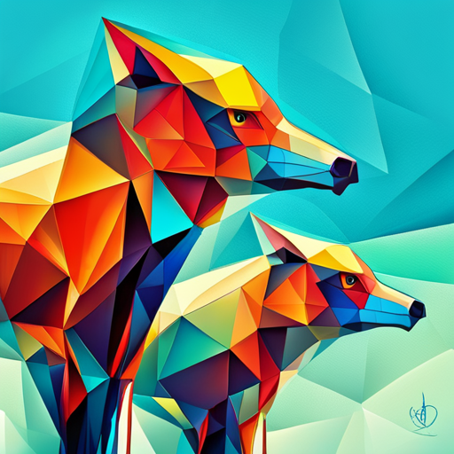 abstract, vector, goat, robot, futuristic, neon, pop-art, 3d-modeling, geometric-shapes