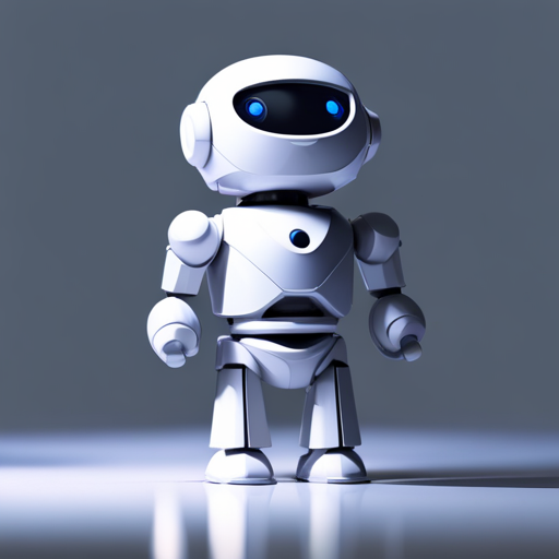 tiny robot, cute, front view, low poly, rubber, white background, geometric shapes, minimalism