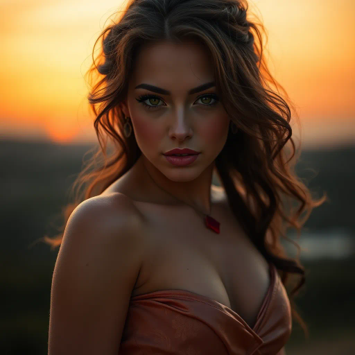 vibrant youth, alluring curves, radiant beauty, opulence, ethereal glow, contemporary allure, delicate elegance, Renaissance influence, chiaroscuro lighting, warm sunset hues, feminine grace, luxurious silk texture, enchanting gaze, sensuality, bold composition, sensual movement, modern aesthetic, beauty idealism, dynamic poses, Baroque opulence, mystical charm, captivating presence, intimate portrait, high detail, artistic celebration, confident expression, dramatic contrast, vivid realism, Michelangelo-inspired poses, athletic elegance, muscular definition, powerful femininity, shadow play, classical beauty, grace and poise, emotional depth, timeless allure, intricate details, enchanting atmosphere, photographic realism, youthful energy, figurative study, expressive form, elegant curves, contemporary fashion, confident stance, strong silhouette, captivating gaze, layered symbolism, figural focus