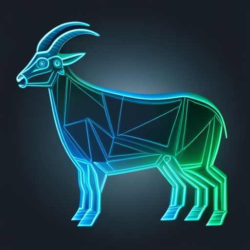 colorful, geometric, vector art, animal, goat, machine, futuristic, abstract