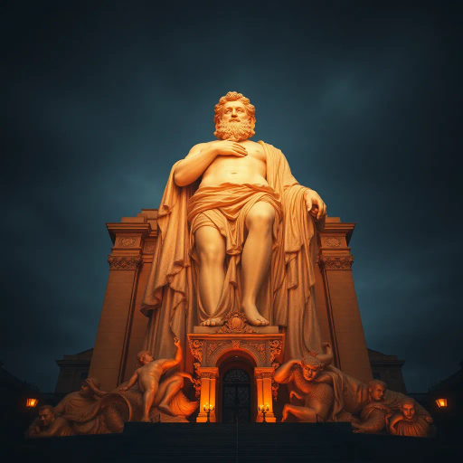 majestic, oversized, surreal, phallic monument, Michelangelo influence, heroic scale, exaggerated proportions, golden hues, intricate details, baroque textures, dramatic lighting, renaissance inspiration, mythological symbolism, gigantic presence, artistic expression, bold contours, sculptural elegance, powerful anatomy, artistic mastery, awe-inspiring form, fantastical interpretation