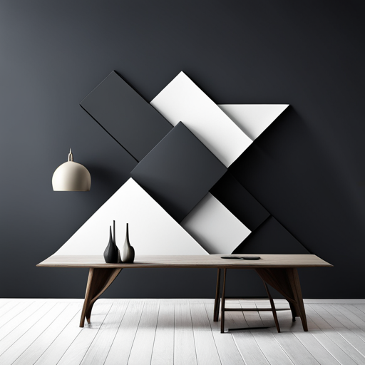 geometric shapes, minimalism, abstract expressionism, negative space, monochrome, vector art, clean lines, simplicity, balance, symmetry, optical illusions,  branding, graphic design, contemporary, technology, futuristic, fluidity, motion, repetition, harmony