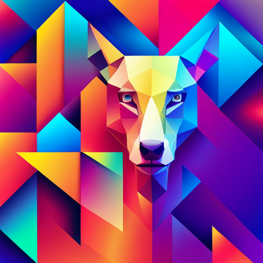 abstract, vector, goat, robot, futuristic, geometric shapes, vibrant colors, digital manipulation, mechanical, graphical elements