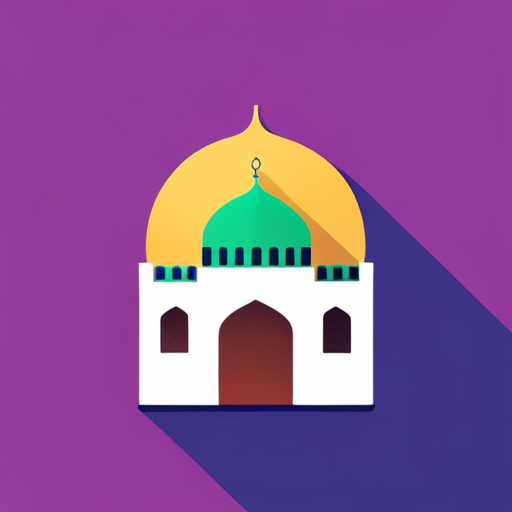 masjid symbol, rounded border, border shadow, 04:10, caption, 7 minutes walking distance, location