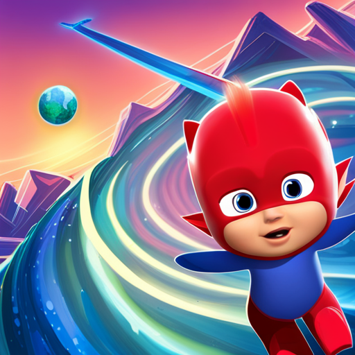 pjmasks, saving the planet, superheroes, action, adventure, colorful, vibrant, dynamic, animated, children's show, teamwork, heroism, mission, masks, costumes, villains, justice, mystery, secret identities