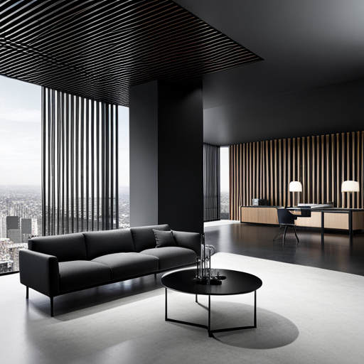 Futuristic, minimalist, sleek, monochromatic, geometric shapes, glossy surfaces, metallic accents, sharp edges, high contrast, 3D modeling, precision, uniformity