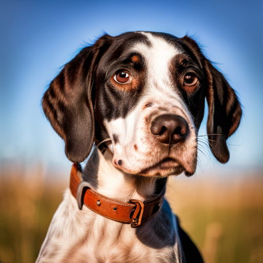 nature, animals, photography, portrait, dog, puppy, German shorthair pointer, cute, adorable, pet, wildlife, outdoor, playful, energetic, curious, German pointer puppy, pets, sunlight, warm tones, close-up, furry, wagging tail, wet nose, expressive eyes