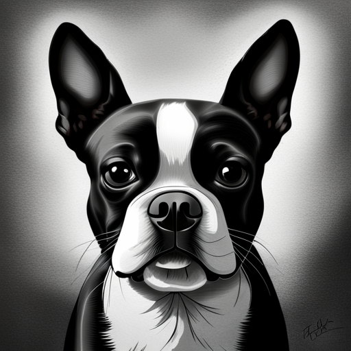 dog, animal, pet, boston terrier, black and white, close-up, portrait, expressive, texture, contrast