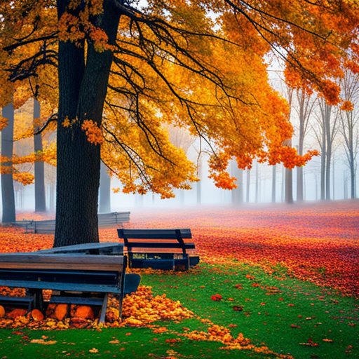 fall foliage, warm colors, golden hour lighting, misty mornings, nature's beauty, changing seasons, cozy sweaters, pumpkin spice, crisp air, harvest festivals, falling leaves, autumnal equinox