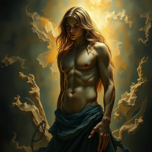 hyper-realistic, intricate detail, lifelike representation, Vermeer-inspired lighting, chiaroscuro, rich textures, vibrant colors, emotional depth, intimate composition, Renaissance influence, masterful brushwork, realism, depth of field, subtle contrasts, natural tones, detailed features, expressive portrayal, timeless atmosphere, classical elements, human emotion, detailed background, nuanced shading, realism, contemporary twist, artistic narrative