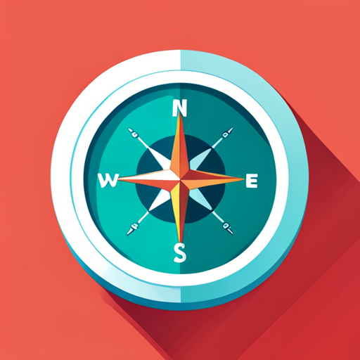 news, compass, app, icon, minimalism, flat-design, geometric, shapes, vibrant-colors, modern, simplicity, digital-technology, navigation, information, discovery, convenience