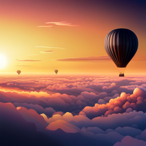 vibrant colors, large scale, dreamlike landscape, whimsical hot air balloon, surreal atmosphere, fantasy elements, imaginative composition, ethereal lighting, fantastical perspective, magical realism, floating sensation, colorful palette, otherworldly adventure