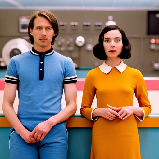 Wes Anderson, movie direction, cinematography, color palette, quirky characters, retro-future aesthetic, sci-fi romance, melancholic atmosphere, AI technology, interpersonal relationships, visual storytelling, dystopian society, nod to classic cinema