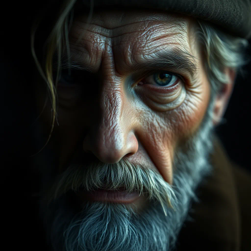 realism, hyper-detailed, classic portraiture, chiaroscuro lighting, rich textures, vibrant colors, emotional depth, Ansel Adams influence, impressionistic undertones, Renaissance era, dynamic composition, naturalism, fine art photography, intricate details, historical ambiance, evocative expression, subdued shadows, subtle highlights, organic forms, narrative storytelling, timeless elegance