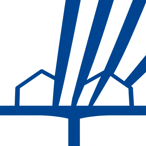 geometric design, lettermark logo, abstract composition, bold parallel strokes, V-shaped bridges, hierarchy levels, indigo blue, minimalistic vector art, flat design, clean lines, stark contrast, modern typography, precise angles, architectural influence, symmetry, spatial arrangement, contemporary aesthetics, visual hierarchy, white negative space, simplicity, structural balance