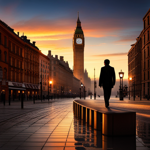 early morning light, peaceful scenery, vibrant colors, urban landscapes, architectural elements, shadows and highlights, serenity, sunlight filtering through trees, quaint cafes, bustling restaurants, people walking, evening ambiance, streetlights, cityscape, charming buildings