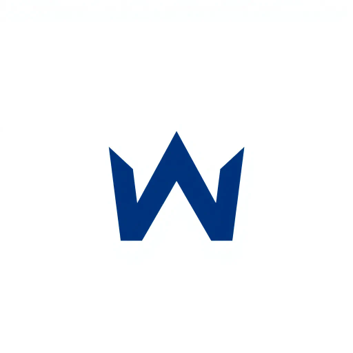 minimal M logo, perspective convergence, depth, hierarchy, solid indigo blue, geometric, modern tech design, flat vector, white background, Bauhaus influences, clean lines, symmetry, contemporary aesthetics, spatial innovation, futurism, precision, abstraction, innovative branding, structural elegance