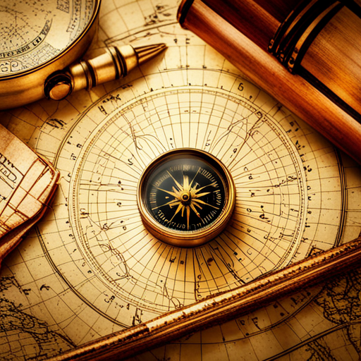 navigational instrument, cartography, exploration, direction, geography, compass rose, map projection, magnetic field, topography, latitude, longitude, world atlas, orienteering, celestial navigation, nautical chart, scale, legend, orientation, breadcrumbs