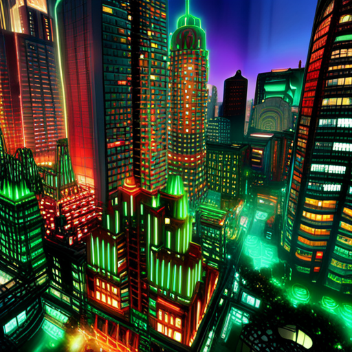 futuristic, sci-fi, cityscape, nature, victory, heroes, utopia, cyberpunk, neon lights, contrast, technology, lush greenery, sustainable architecture, rebellion, dystopian elements, vibrant colors, organic vs artificial, futuristic vehicles, towering skyscrapers, peaceful coexistence, post-apocalyptic remnants, glowing signs, urban jungle, advanced civilization