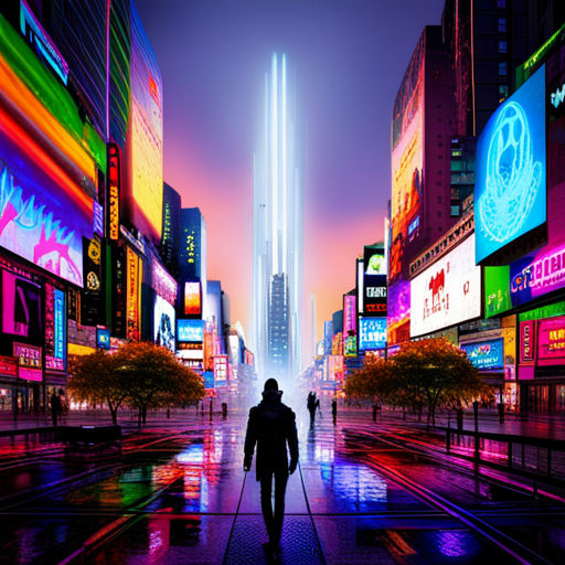 futuristic, sci-fi, cyberpunk, neon lights, dystopian, advanced technology, victory, rebellion, dark alleys, towering skyscrapers, cybernetic enhancements, luminous signs, resilient heroes, urban jungle, neon-punk