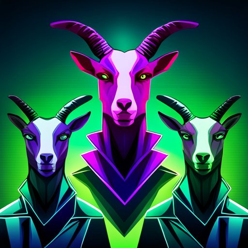 abstract, vector, goat, robot, futuristic, neon, glitch, surrealism, cyberpunk, geometric shapes, vivid colors