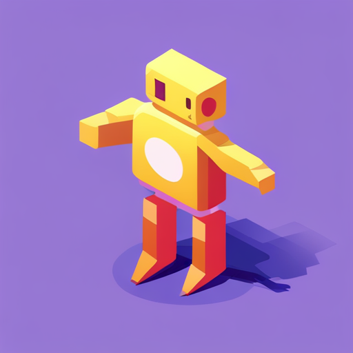 low polygon count, futurism, geometric shapes, plastic material, robotic subject matter, brand mascot, app icon