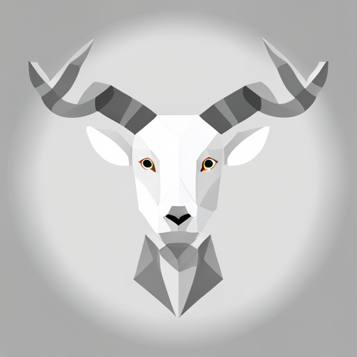 geometric shapes, low-poly, abstract, vector, small, goat, antlers, robot, white background