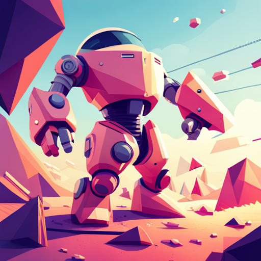 low-poly, front-facing, robot, cute, white-background, geometric-shapes, simplicity, minimalism, angular, playful