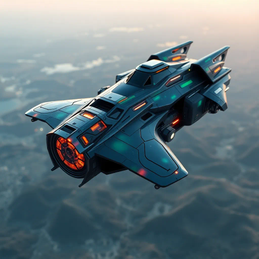 futuristic aerodynamics, high-tech gadgetry, Leonardo da Vinci-inspired mechanics, sleek and modern design, dynamic movement, aerial perspective, iridescent colors, metallic textures, cybernetic influence, visionary innovation, intricate details, advanced robotics, geometric precision, luminescent glow, cutting-edge technology, expansive landscapes, exploratory horizons