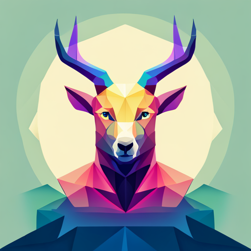 Abstract, Vector, Low-poly, Small, Goat, Antlers, Robot, Geometric Shapes, Line Quality, Scale