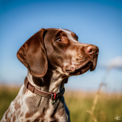 nature, animals, photography, portrait, dog, puppy, German shorthair pointer, cute, adorable, pet, wildlife, outdoor, playful, energetic, curious, german pointer puppy, sunlight, warm tones, close-up, furry, wagging tail, wet nose, expressive eyes