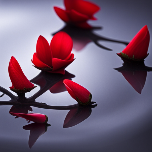 macro photography, romanticism, symbolism, nature, floral arrangement, color contrast, depth of field, Henri Fantin-Latour, greenery, love, fragility