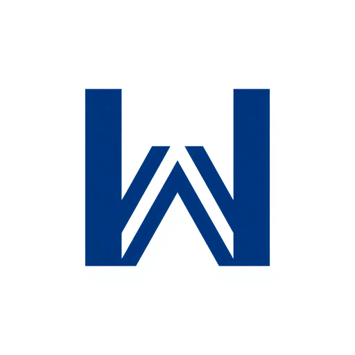 geometric design, lettermark logo, abstract composition, bold parallel strokes, V-shaped bridges, hierarchy levels, indigo blue, minimalistic vector art, flat design, clean lines, stark contrast, modern typography, precise angles, architectural influence, symmetry, spatial arrangement, contemporary aesthetics, visual hierarchy, white negative space, simplicity, structural balance