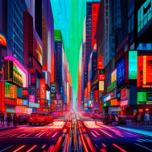 cyberpunk, maximalism, generative art, glitch art, wires and circuits, technology, abstract expressionism, machine learning, futuristic, neon colors, data visualization, complex patterns